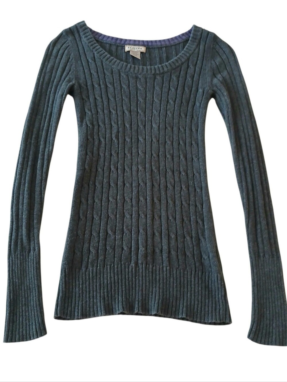 Vintage Y2K Ribbed Cable knit Fitted Long Sweater M Layering Twilight Bella
